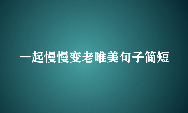 一起慢慢变老唯美句子简短