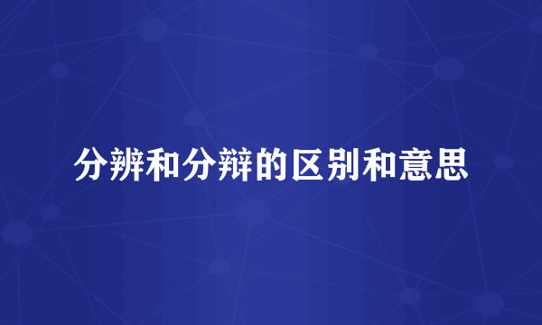 分辨和分辩的区别和意思
