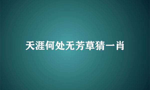 天涯何处无芳草猜一肖