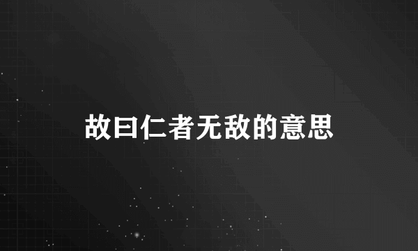 故曰仁者无敌的意思