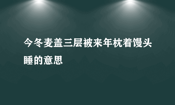 今冬麦盖三层被来年枕着馒头睡的意思