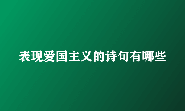 表现爱国主义的诗句有哪些