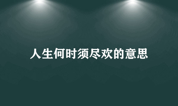 人生何时须尽欢的意思