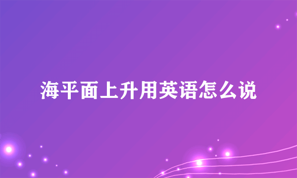 海平面上升用英语怎么说