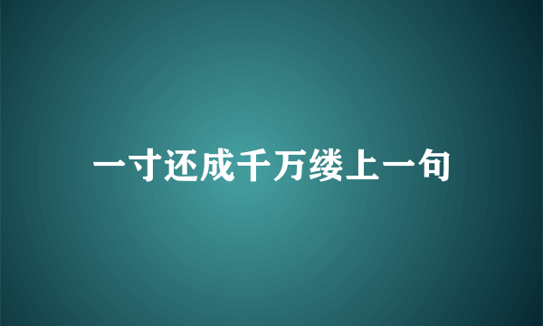 一寸还成千万缕上一句