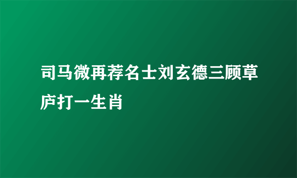 司马微再荐名士刘玄德三顾草庐打一生肖