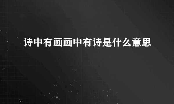 诗中有画画中有诗是什么意思