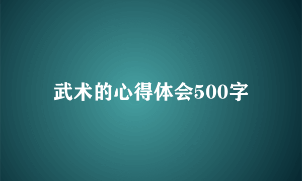 武术的心得体会500字