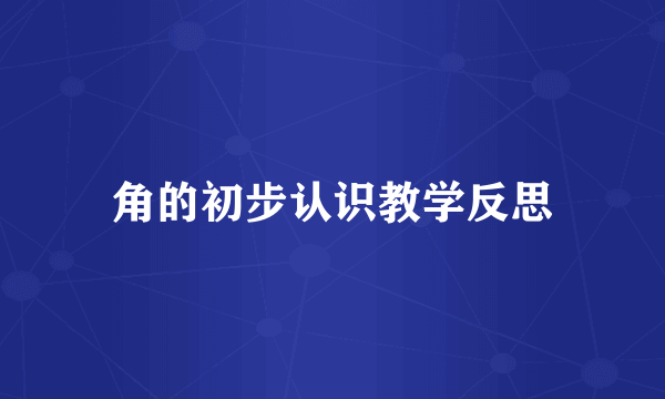 角的初步认识教学反思