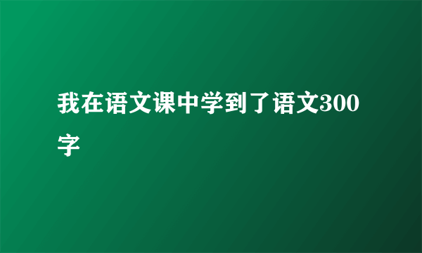 我在语文课中学到了语文300字