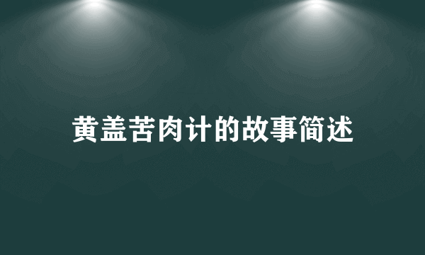 黄盖苦肉计的故事简述