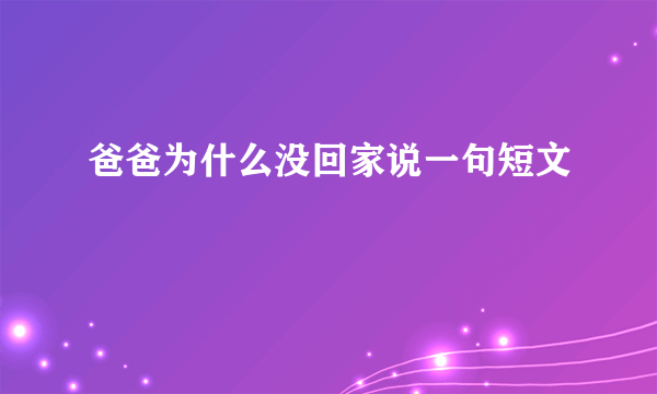 爸爸为什么没回家说一句短文