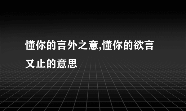 懂你的言外之意,懂你的欲言又止的意思