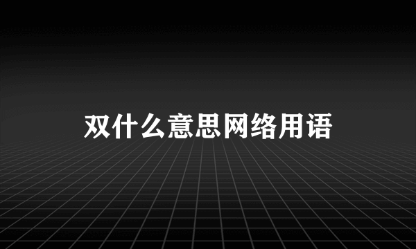 双什么意思网络用语