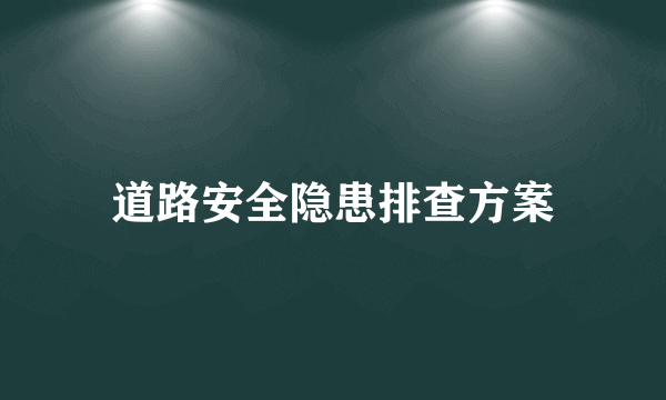 道路安全隐患排查方案