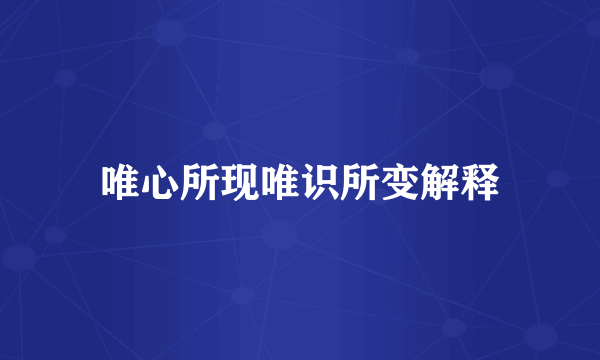 唯心所现唯识所变解释
