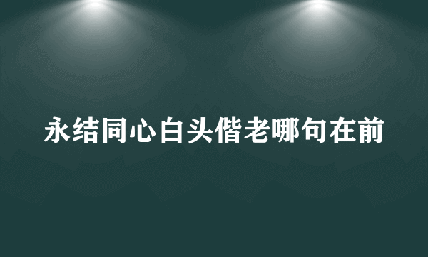 永结同心白头偕老哪句在前