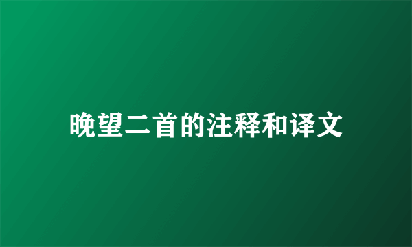 晚望二首的注释和译文