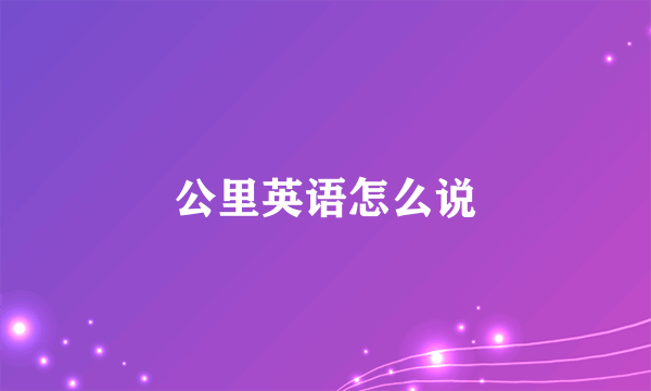公里英语怎么说