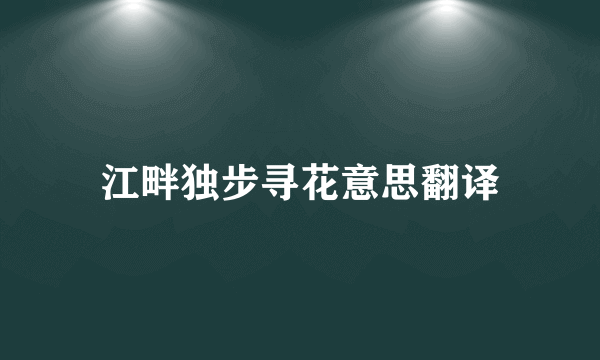 江畔独步寻花意思翻译