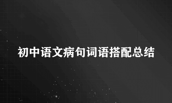 初中语文病句词语搭配总结