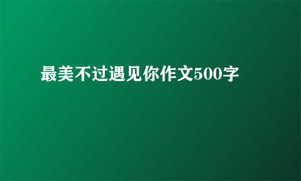 最美不过遇见你作文500字
