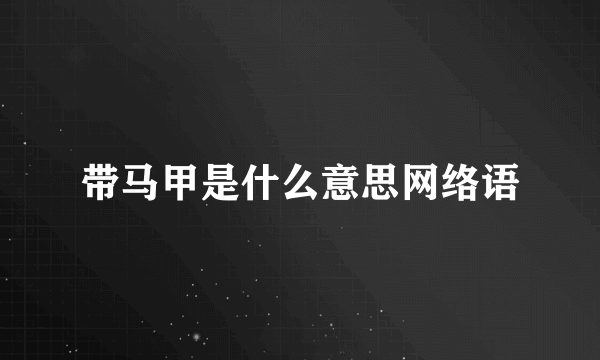 带马甲是什么意思网络语