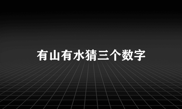 有山有水猜三个数字
