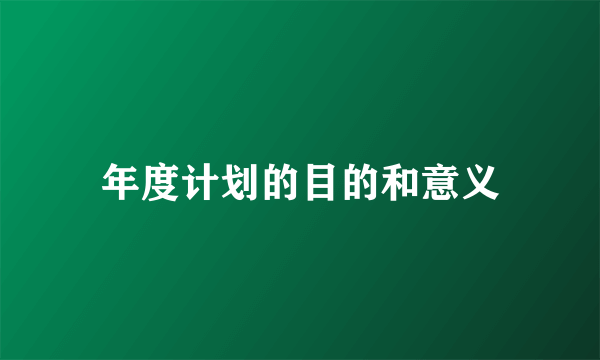 年度计划的目的和意义