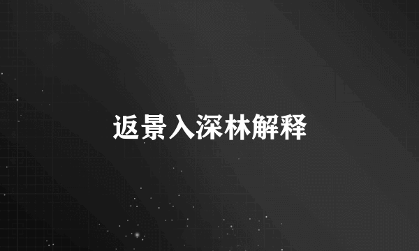 返景入深林解释
