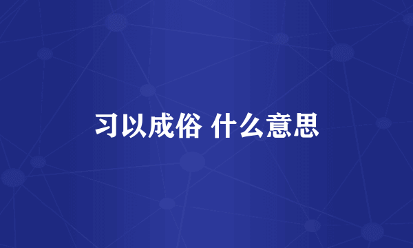 习以成俗 什么意思