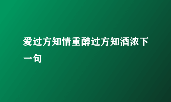 爱过方知情重醉过方知酒浓下一句