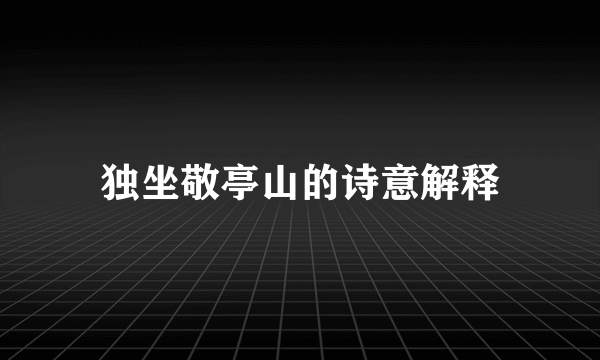独坐敬亭山的诗意解释