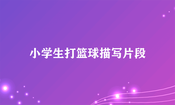 小学生打篮球描写片段
