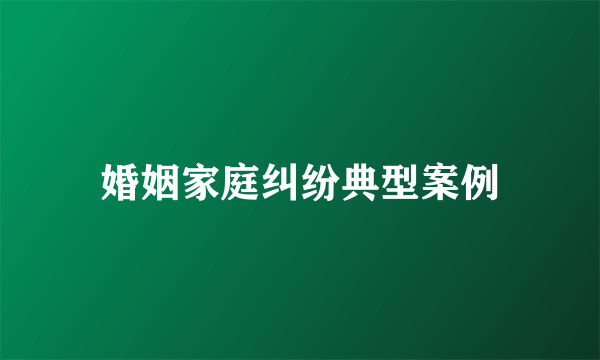 婚姻家庭纠纷典型案例