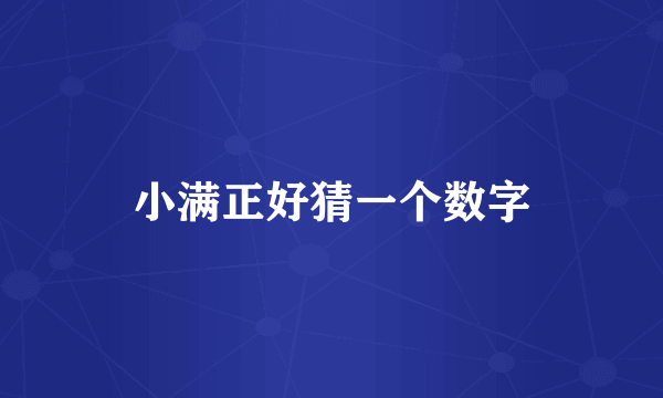 小满正好猜一个数字