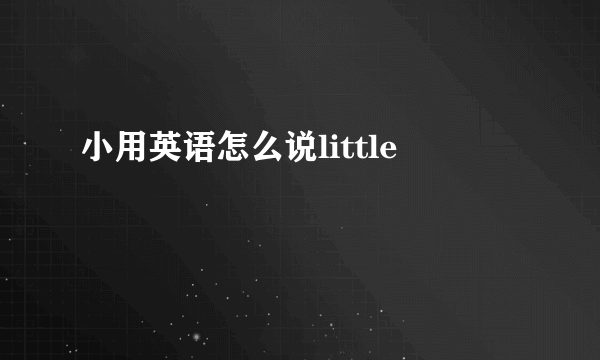 小用英语怎么说little