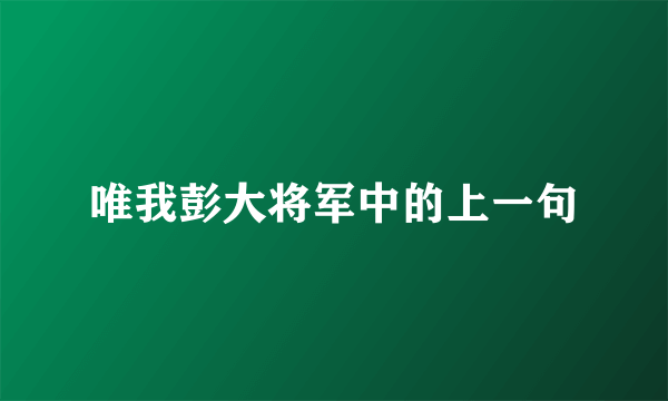 唯我彭大将军中的上一句