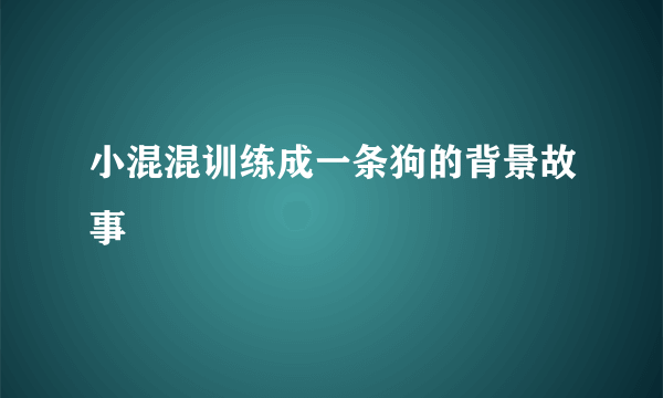 小混混训练成一条狗的背景故事