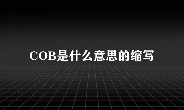 COB是什么意思的缩写