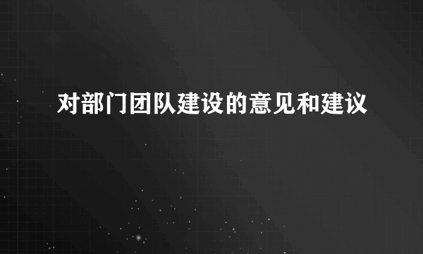 对部门团队建设的意见和建议