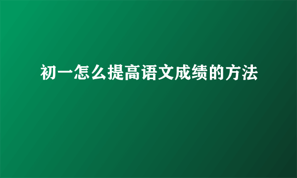 初一怎么提高语文成绩的方法