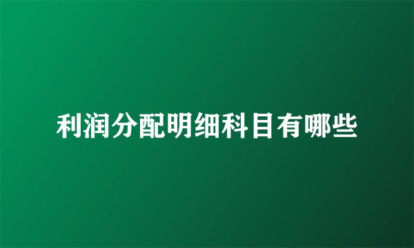 利润分配明细科目有哪些