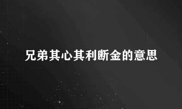 兄弟其心其利断金的意思