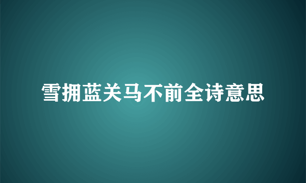 雪拥蓝关马不前全诗意思