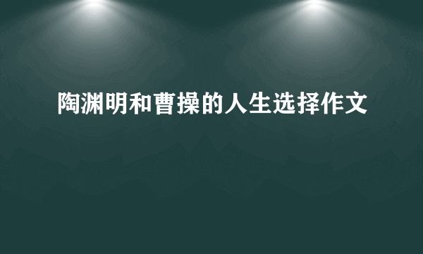 陶渊明和曹操的人生选择作文