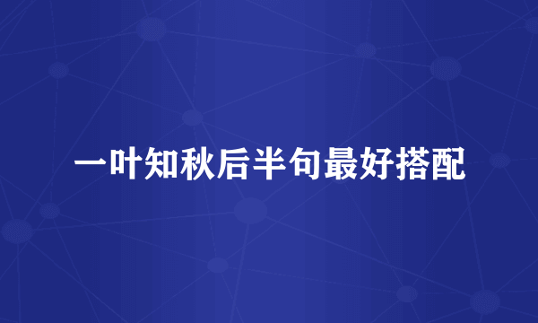 一叶知秋后半句最好搭配