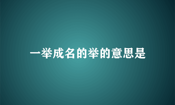 一举成名的举的意思是