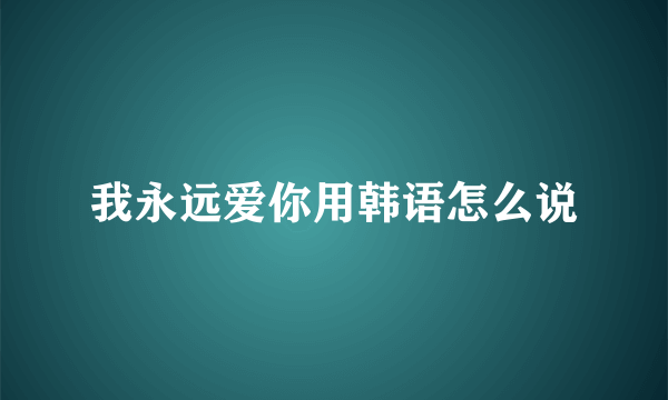 我永远爱你用韩语怎么说
