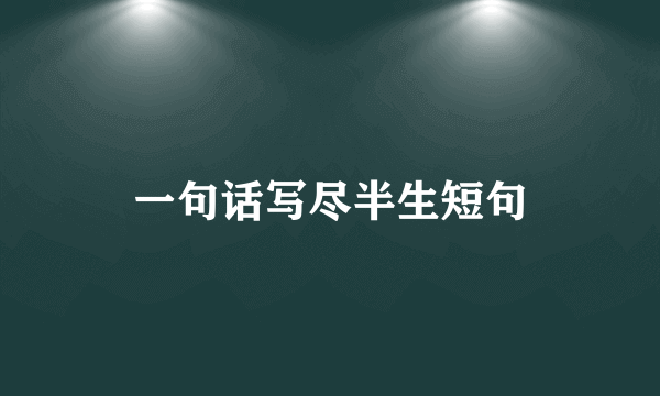 一句话写尽半生短句